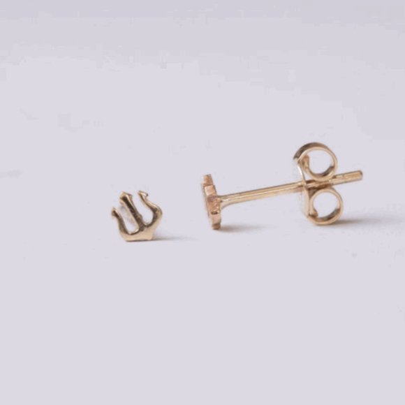 Custom order Jewelry - 14K solid gold trident earrings (4mm)